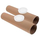 BESTonZON Versandhülsen aus Kraftpapier mit Deckeln 2 Stück Aufbewahrungsröhren für Poster und Dokumente Stabile Kartonröhren für Sicheren Versand und Bastelbedarf