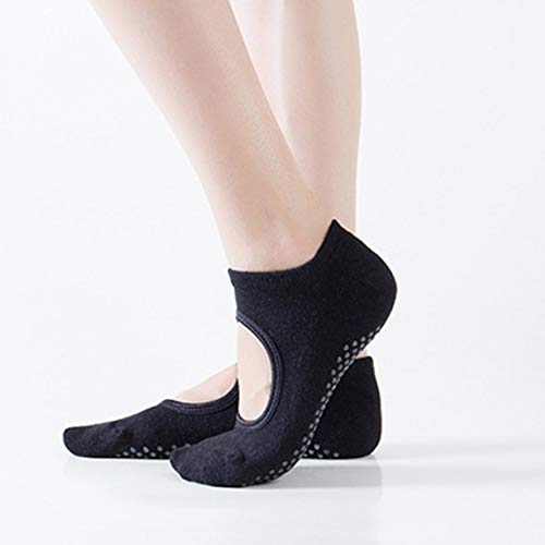 73JohnPol Anti-Slip Men Women Yoga Socks Anti-skid Breathable Fitness Pilates Socks Dancing Gym Non Slip Cotton Socks With Socks Heel&(color:black)
