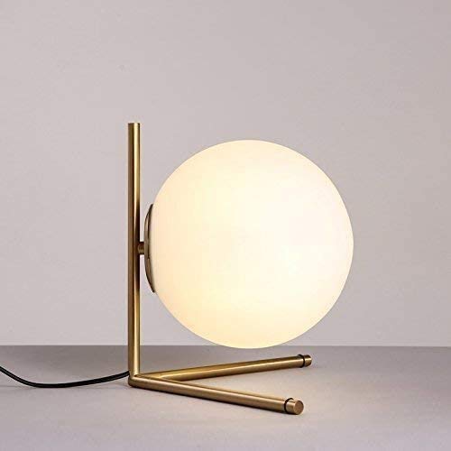 Preisvergleich Produktbild Wlnnes Moderne E27-Rezeption Lampe Tischleuchte Nordic Schlafzimmer Nachttischlampe kreative Schatten Kugel Mond Globe Glas Tischlampe for Wohnzimmer Studienbüro
