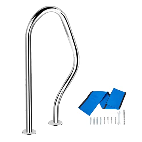 Swimming Pool Handrail with Nylon Handle Cover Stainless Steel Pool Stair Rail, 304 Stainless Steel Spas Stair Handrails, Safety Grips for Ramp Railings, Easy-to-Install, 250 Weight Capacity