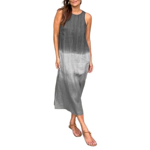 Robe décontractée sans manches femmes été fluide avec jupe trapèze
