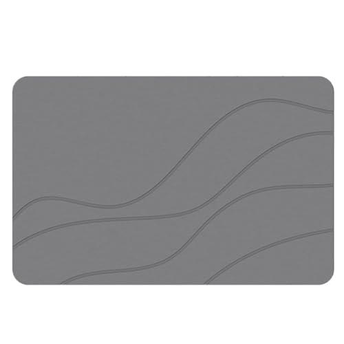 2026 Alfombra de baño de piedra tierra de diatomeas de secado rápido, alfombra absorbente de agua, ducha exterior, material de piedra de diatomita (gris, 60 x 40 cm)