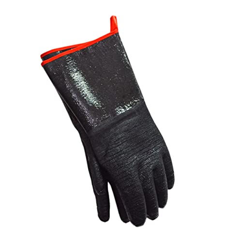 TOBBOMEY Guantes de Cocina Resistentes al Calor y Protección para Horno y Barbacoa Antideslizantes y Aislantes Duraderos para Uso Microondas y Camping Negro