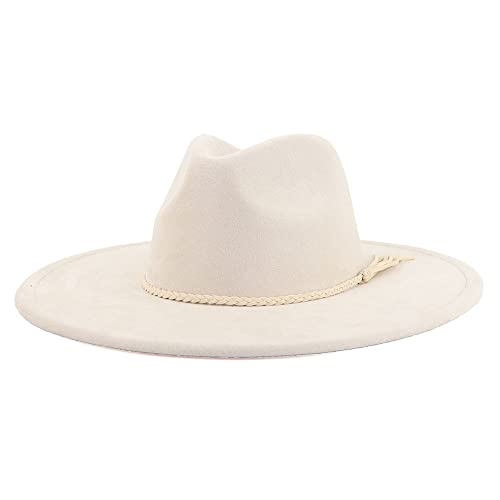LIDHAY Big Wide Brim Fedora Hats for Women Men Western Suede Hat ...