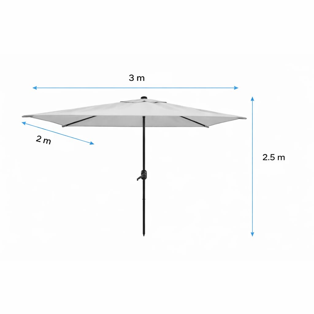 Bricozone Ombrellone Da Giardino 3 x 2 M Rettangolare Parasole Per Balcone Con Air Vent Apertura A Manovella Anti UV Idrorepellente Per Terrazzo Mare Spiaggia Piscina