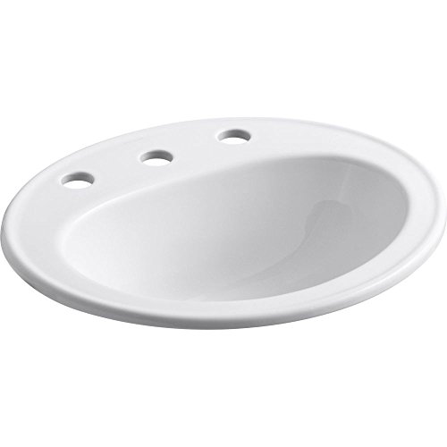 KOHLER K-2196-8-0 Pennington Self-Rimming Bathroom Sink, White