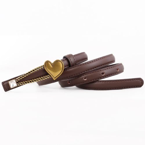 Versatile PU Leather Thin Belt Sleek and Slimming Belt with Love Heart Chain for Coat Skirt and Trouser3