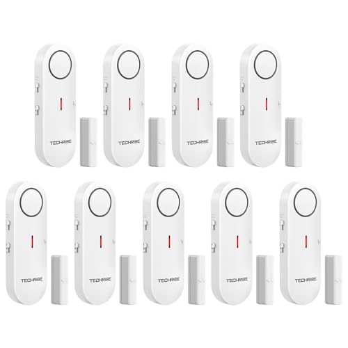 TechRise Allarme Casa Senza Fili Allarme Antifurto Sensore Allarme Porta, 3 Impostazioni Volume Antifurto Casa Con Campanello, Installazione Rapida Per Casa/Appartamento/Garage (9 PCS)