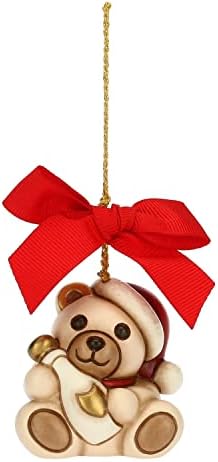 THUN – Addobbi Natalizi, Teddy con Spumante Piccolo – Idea Regalo Natale 2022 – Ceramica – 4.8×4.2×4.8 cm h