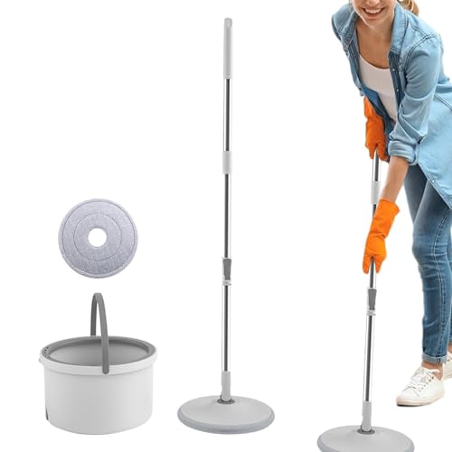 Fregona de suelo de baldosas, fregona de limpieza de piso | Fregonas de fregona de polvo de cubo giratorio con mango largo - Equipo de limpieza de espacios reducidos para balcón, lavandería, sala de