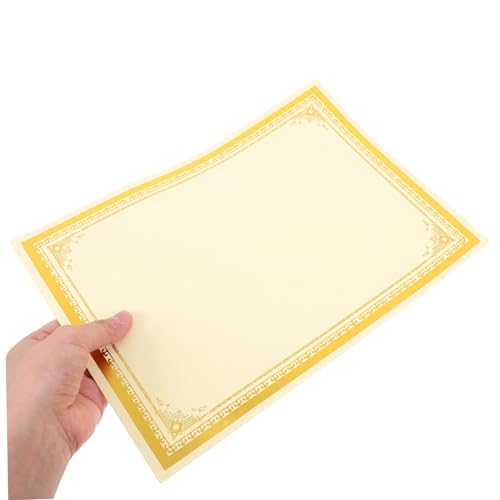 FUNNETOYU 10 Szt. Sztuk Papieru Do Certyfikatów z Pustą Ramką Złocistą Drukowalny Papier Dyplomy Świadectwa Szkolne Nagrody i Dyplomy Ukończenia Elegancki Papier Do Nagród i Certyfikatów
