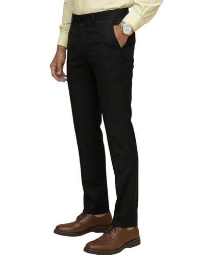 Image of SaintX Men's Premium 4-Way Solid-Stretchable Formal Pants | Performance Grade Pro Weave Anti-Wrinkle Fabric | Slim Fit Trouser | Shirt Gripping Expandable Waistband | Executive Office Wear (ST02)