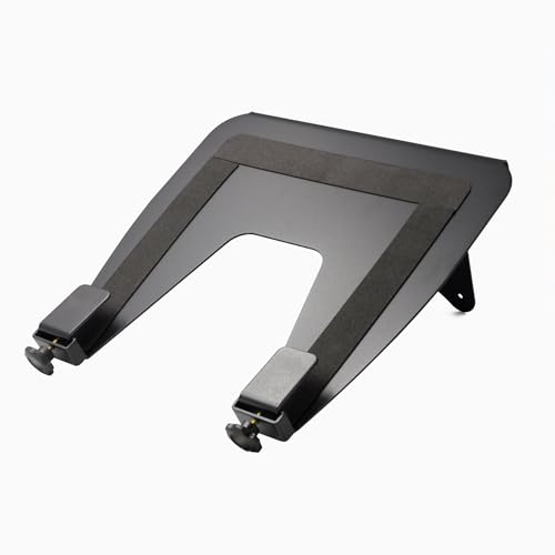 Image of Desky Universal Laptop Mount - Adjustable VESA-Compatible Holder for 10 inch-17 inch Laptops, Fits 75x75 & 100x100mm Monitor Arms, Anti-Slip Pads, Ventilated Tray - Black