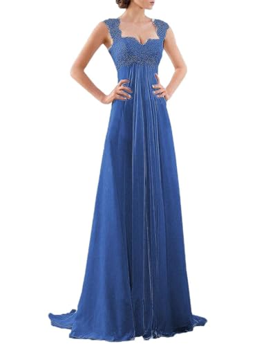 DYS-Womens-Empire-Waist-Bridesmaid-Wedding-Party-Dress-Lace-Formal-Evening-Gown-Blue-US-20Plus