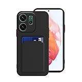 Anlalish Compatible with Oppo Reno 15 Pro Case with Card Holder, Phone Case for Oppo Reno 15 Pro Silicone TPU Shockproof Protective Cases for Women/Men (Black)