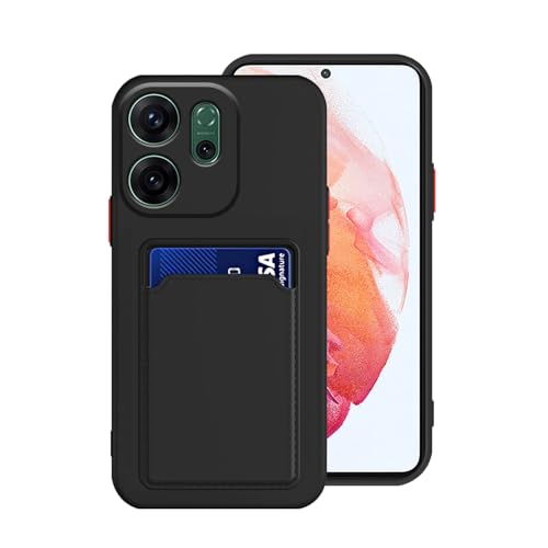 Anlalish Compatible with Oppo Reno 15 Pro Case with Card Holder, Phone Case for Oppo Reno 15 Pro Silicone TPU Shockproof Protective Cases for Women/Men (Black)