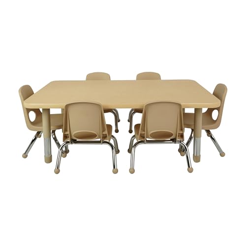 FDP 8" School Stack Chair,Stacking Student Seat with Chromed Steel Legs and Ball Glides for Daycare, Preschool and Homeschool - Sand (6-Pack) by Factory Direct Partners - Image 7