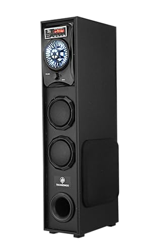TECHXEWOO PS-511 Dj Mini-80W 5.25 Inch Single Bluetooth Home Theater Party Subwoofer Floor Standing Speaker 3 Inch Dual Satellites with Extreme Bass Mic Slot Aux USB Fm & Remote Control