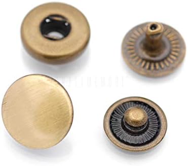 CRAFTMEMORE 50 Sets Multi-Size Antique Brass Snap Buttons S-Spring Socket Popper Fasteners for Jacket Bag Closures VT1 (8mm (0.31"))