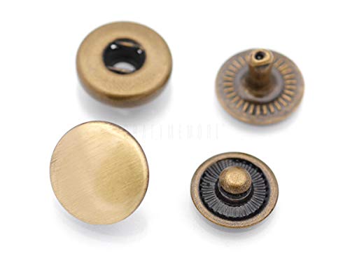 Craftmemore 50 Sets Multi-Size Antique Brass Snap Buttons S-Spring Socket Popper Fasteners For Jacket Bag Closures Vt1 (8Mm (0.31")) #TOP8