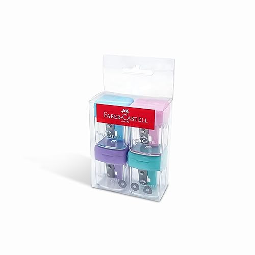 Faber-Castell Minibox Sharpener 4pc Pastel Colours Suitable for graphite and colour pencils