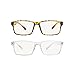 Visual Plus Blue Light Blocking Rectangular Reading Glasses for Men and Women 2-pack (Clear and Tortoise, 2.50)