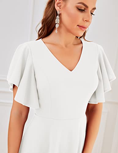 Image of Bridesmay Women's Formal Wedding Guest Dress for Women 2026 Short Sleeve Fit and Flare Tea Party Dresses