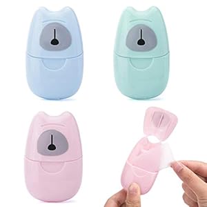 3 Boxs (150 Sheets) Mini Portable Travel Soap Paper Sheets Disposable Hand Washing Bath Scented Paper Soap for Outdoor, Camping Hiking (Colorful)