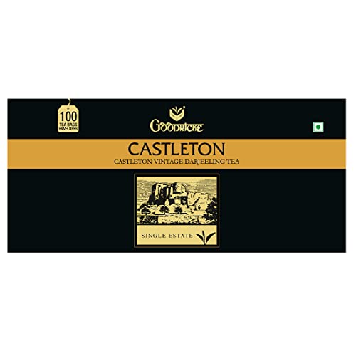 GOODRICKE Castleton Vintage Darjeeling Tea Bags, 100 Teabags, Single-Estate Premium Tea, 100 Count (Pack of 1), 180g, Caffeine Free, Gluten Free, Vegetarian, 24 Months Shelf Life