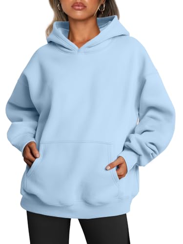 Trendy Queen Womens Oversized Hoodies Fleece Sweatshirts Fall Fashion Pullover Sweaters Winter Clothes Sky Blue M