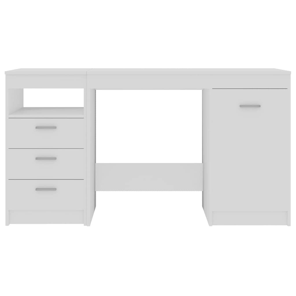 Weißer Schreibtisch aus Holzwerkstoff 140x50x76 cm mit 3 Schubladen und Tür, Stauraum für Büro und Homeoffice, kompakt für PC, Laptop, Gaming, ergonomisch für Kinder und Jugendliche