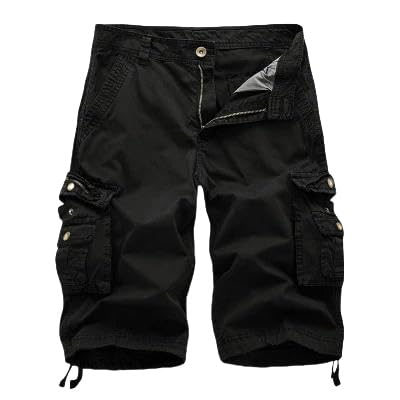 Short cargo homme style militaire uni à multi-poches pour l'été