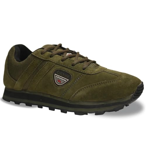 Lakhani Men Suede Leather Lightweight, Comfortable Running Shoes with Non-Slip Rubber Sole, Size 7 UK (Olive) (B08Z7JYYNS) Amazon Price History, Amazon Price Tracker