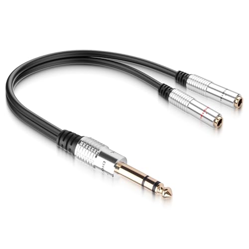 Cable adaptador de audio 1/4 pulgadas macho a doble hembra 20 cm miniatura 1