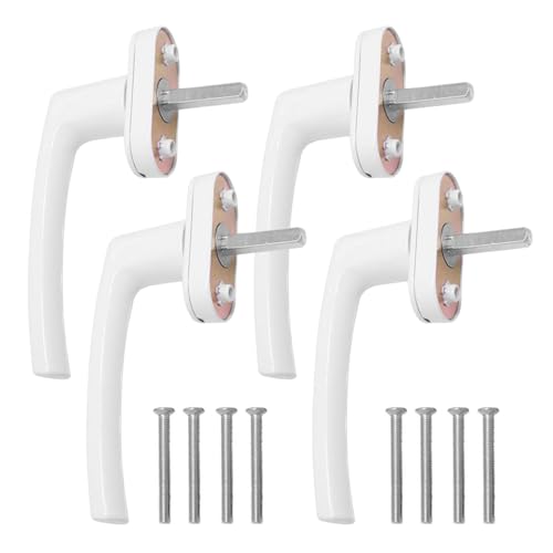 Tiradores de ventana blancos, 4 unidades, aluminio, sin cilindro, cerradura de ventana, tirador de puerta de balcón en longitud de pasador 35 mm, tiradores de puerta para ventanas, puertas de terraza
