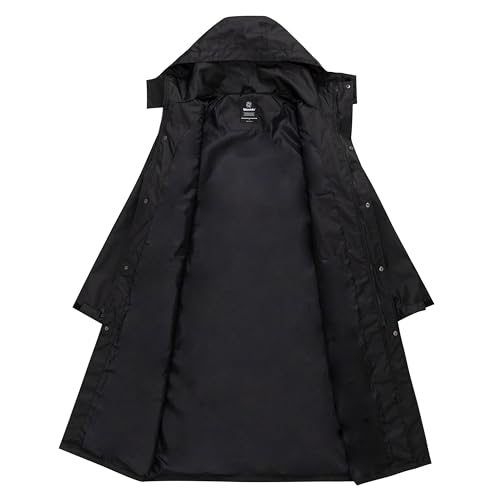 wantdo Mens Rain Jacket Waterproof with Hood Packable Long Rain Coat Lightweight Rainwear Raincoat4