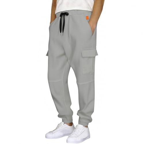 Pantalones de chándal cargo para hombre, ropa deportiva holgada con bolsillos laterales, otoño e invierno, pantalones deportivos clásicos informales, pantalones casuales, ligeros, cintura elástica