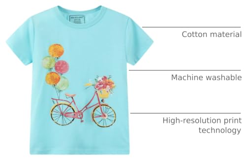 Image of Girls Graphic T Shirts 3 Pack 100% Cotton Short Sleeve Tees for Toddler Little Big Girls Cute Printed Casual Summer Tops