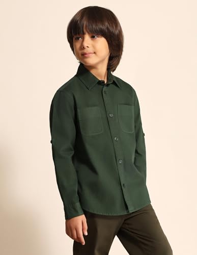 Image of Regular fit Solid Cotton Long Sleeves Casual Shirts