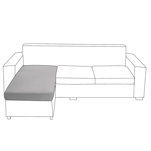 Image of HOKIPO 100% Waterproof Elastic 140gsm Chaise Cover Sectional Couch Covers for L Shaped Sofa, 1 Piece Chaise Cover, Light Grey (NEW-AR-5355-LGRY)