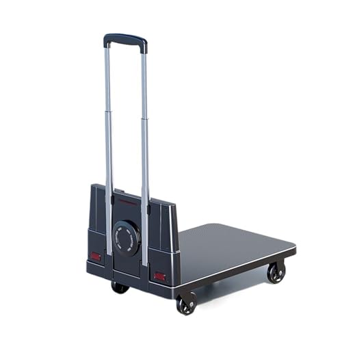 プラットフォーム トラック 家庭用輸送 フラットベッド トロリー カーゴ トレーラー 折りたたみ式 ポータブル車両 重い物体 手押し車 宅配 倉庫 移動トラック(ブラック、スモール)