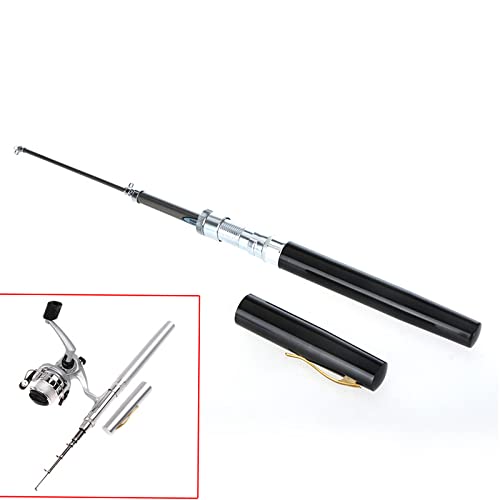 Wędka + whell,HUIOP Mini Aluminium Pocket Pen Wędka + Reel dla miłośników wędkarstwa, wędka