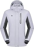 CAMEL CROWN Damen Wasserdichte Wanderjacke Regenjacken Outdoor Funktionsjacke Full Zip mit Fleece-Futter, Winddichte Warmer Mantel Jacke mit Kapuze für Winterwandern Ski Sports Freizeitjacke