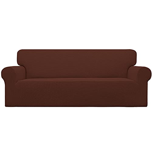 Image of Easy-Going Stretch Sofa Slipcover 1-Piece Sofa Cover Furniture Protector Couch Soft with Elastic Bottom for Kids, Polyester Spandex Jacquard Fabric Small Checks (Sofa, Coffee)