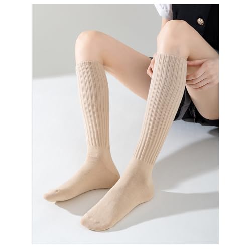 5pairWomen Thigh High Boot Socks,Solid Cotton Boot Calf Socks,Chunky Ribbed Cozy Slouchy Socks,Slouch Socks4