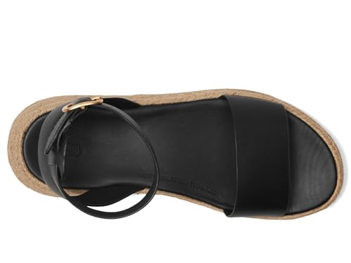 Image of FitFlop Women's, F-MODE Espadrille Leather Flatform Ankle-Strap Sandal