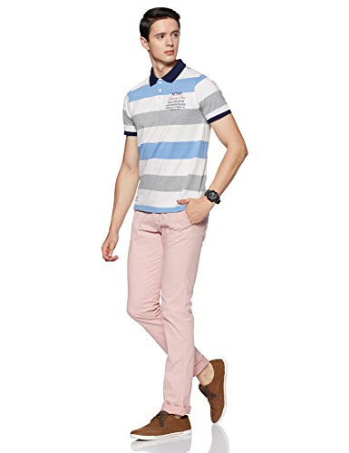Image of Deniklo Men's Cotton Rich Half Sleeve Regular Fit Striped Polo T-Shirt (Available in Plus Size)