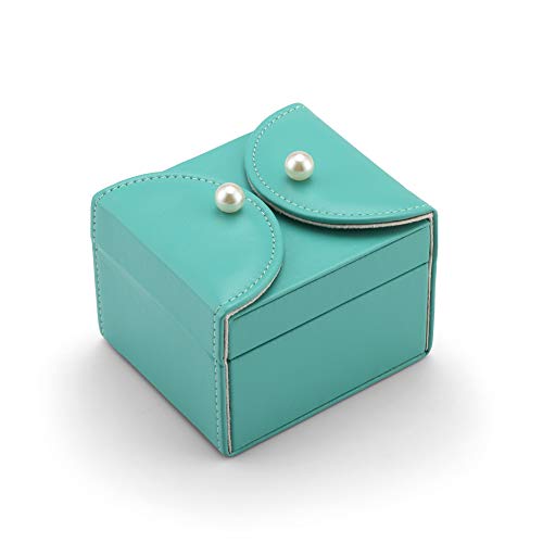 Vlando Mini Jewelry Box Organizer, Soft PU Leather Wooden Travel Jewelry Storage Case Trays with 2 Layers for Bracelets, Earrings, Rings, Necklaces, Brooches (Light Green)