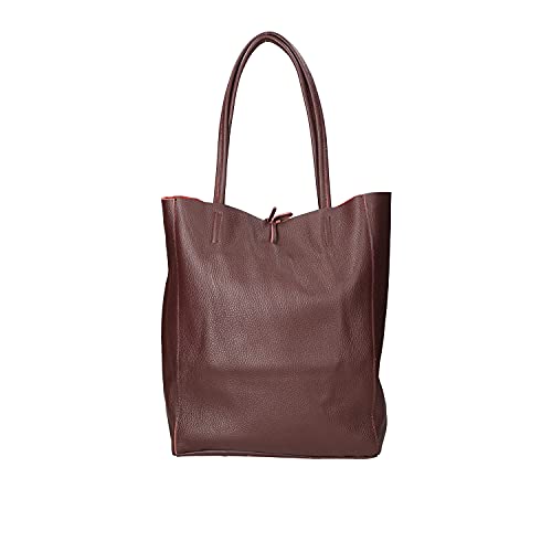 Borsa a Mano Shopper Borsa a Mano Shopper da donna in pelle made in Italy - 40x36x11 cm - Colore Bordeaux