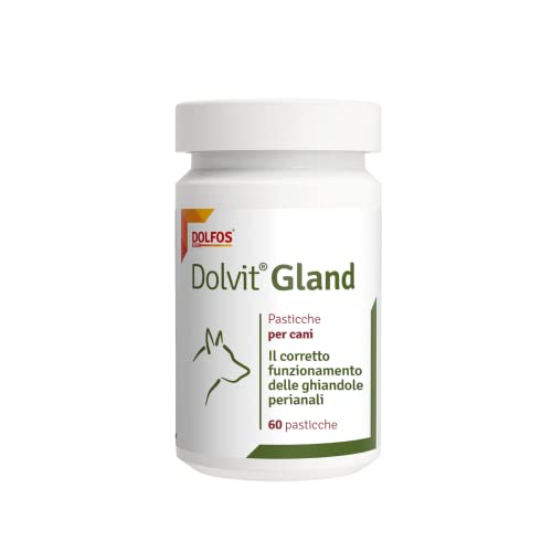 Dolvit Gland – Preparado para perros y gatos para vaciar las glándulas peras anales, para la correcta formación de heces – Contiene extractos de hierbas, esmectitas y prebióticos – 60 comprimidos